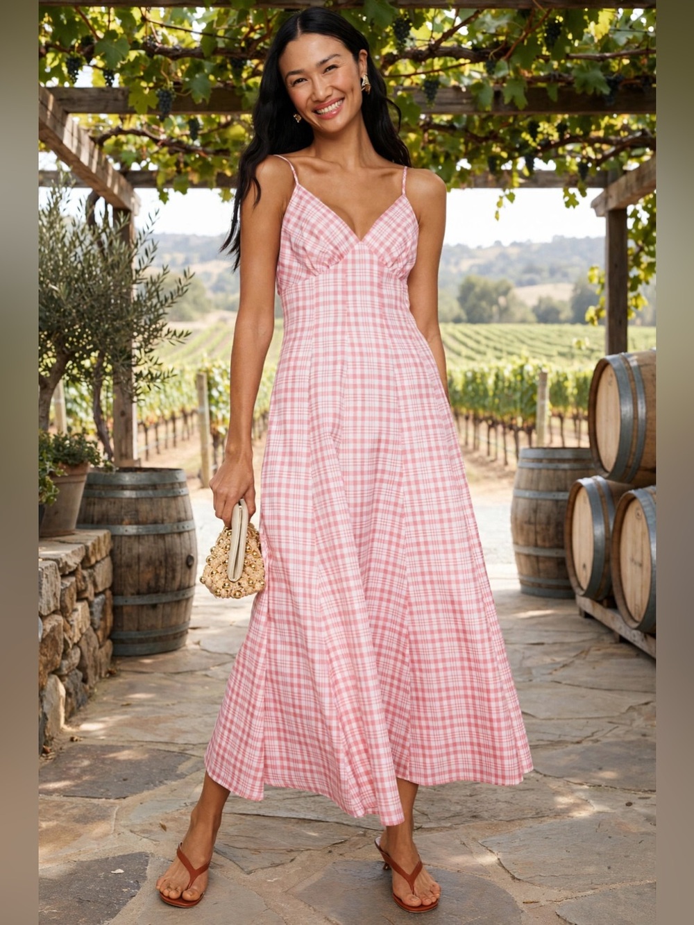 Rosie Assoulin Pink Plaid Cami Maxi Dress
Women’s Pink Plaid Sz 2